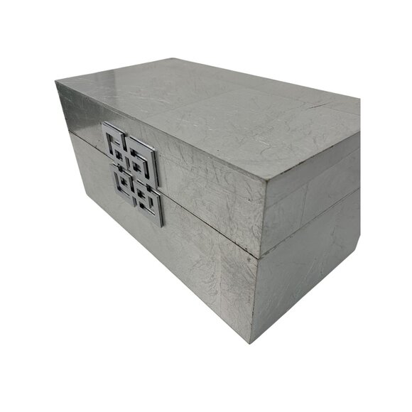 Silver Decorative Wood Jewelry Trinket Box Hing Lid Medium GUC 8816 - Picture 3 of 11